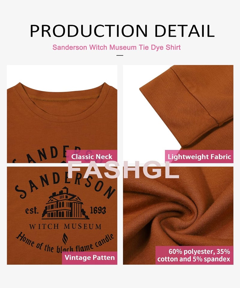 FASHGL Sanderson Witch Museum Sweatshirt Womens Halloween Pullover Shirt Casual Lightweight Long Sleeve Shirt - Image 5